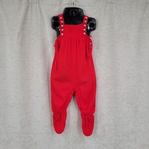 Tiny Togs Vintage Red Knit Footed Baby Romper with Pointelle Christmas